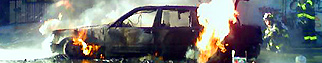 A Mercedes on Fire in New York City